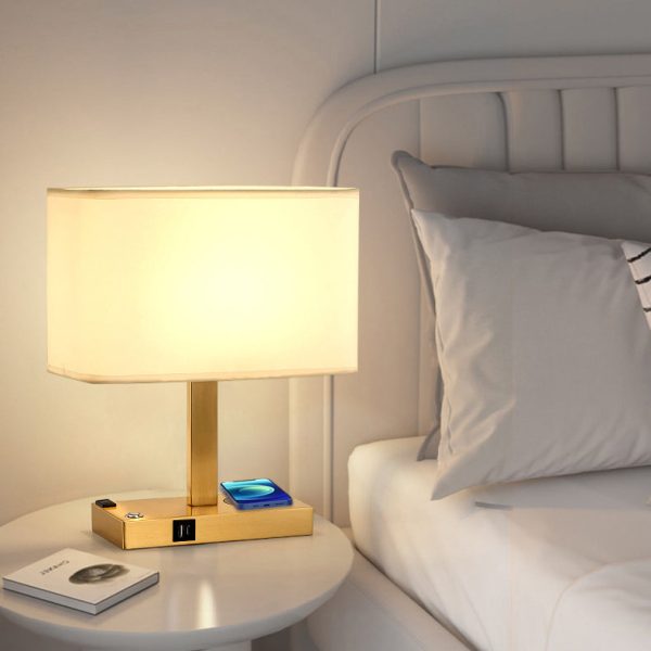 Modern Minimalist Rectangular Cloth Iron 1-Light Table Lamp For Living Room - Image 12