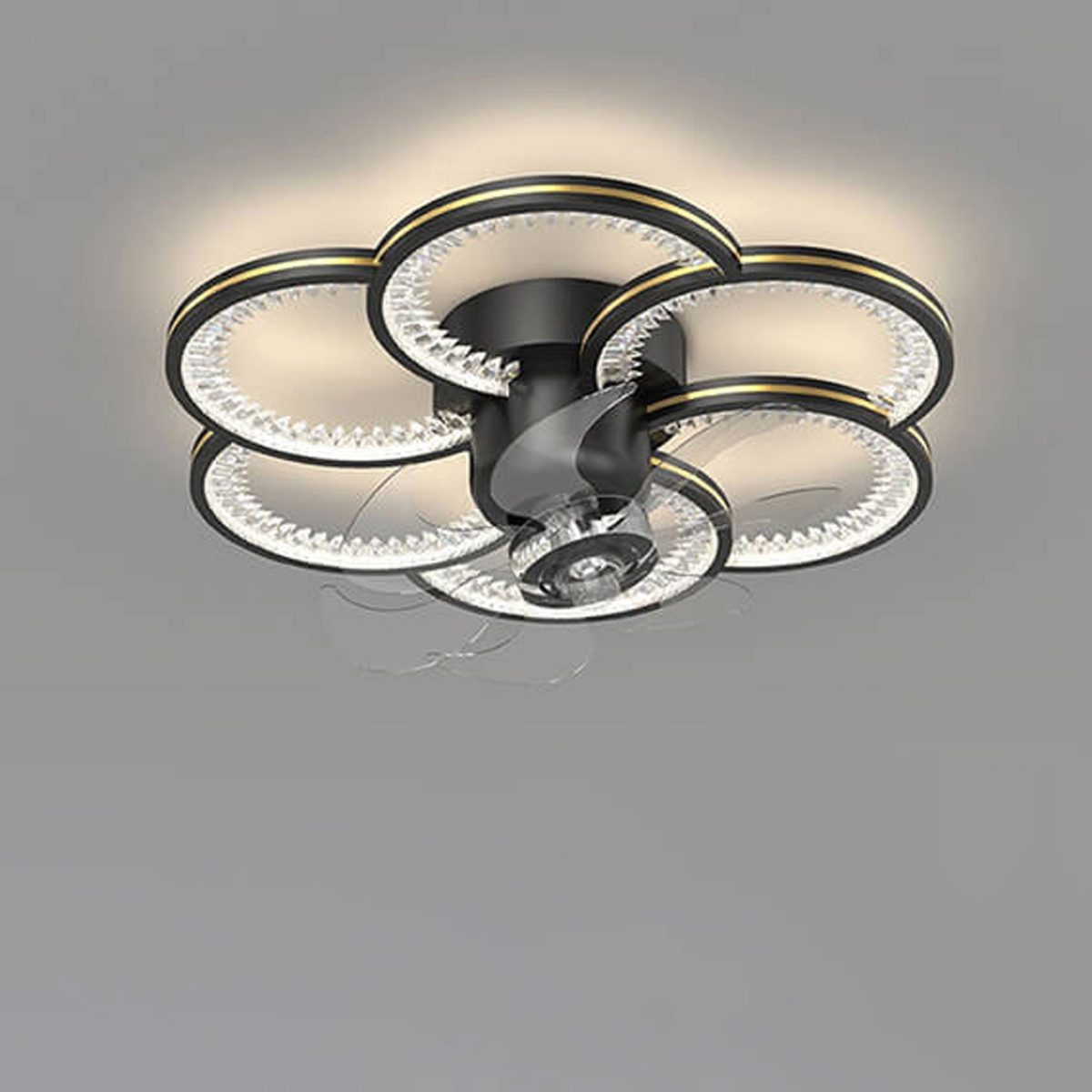 Modern Luxury Flower Petal Design LED Flush Mount Ceiling Fan Light - Image 3