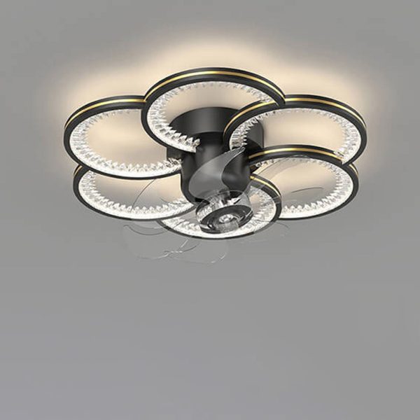 Modern Luxury Flower Petal Design LED Flush Mount Ceiling Fan Light - Image 3