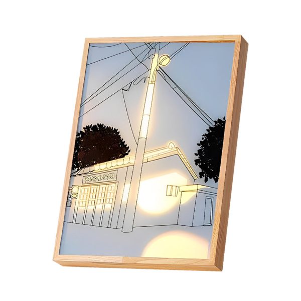 Wood Frame Ins Touch Control Dimmable LED Sunshine Painting Night Light - Image 23
