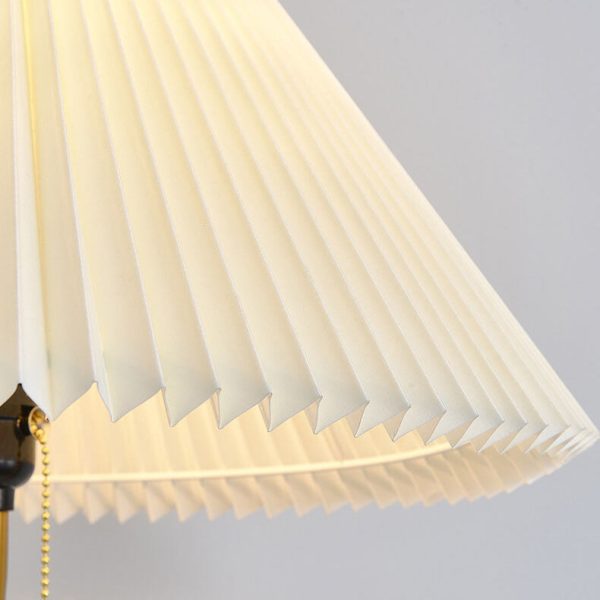 Japanese Simple Pleated Cone Shade Marble Base 1-Light Standing Floor Lamp - Image 5