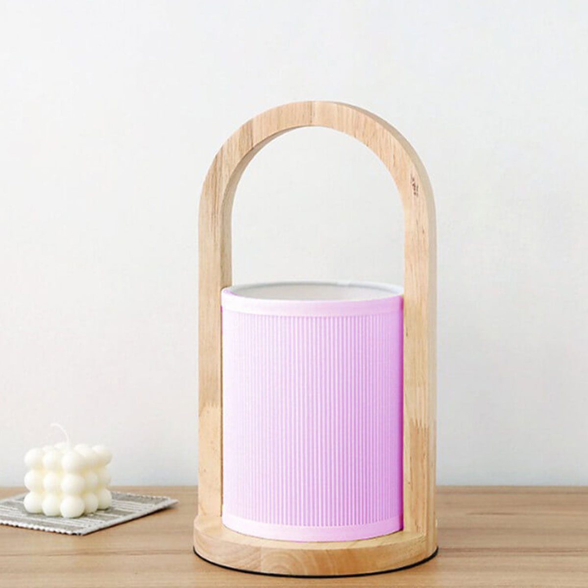 Nordic Fabric Column Solid Wood Portable Design 1-Light Table Lamp - Image 7