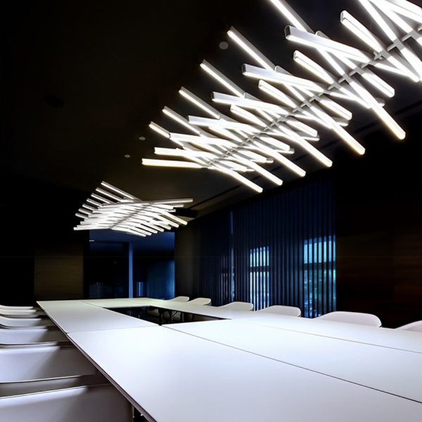 Waves Fishbone Strip Stepless Dimming LED Nordic Chandelier Pendant Light - Image 7
