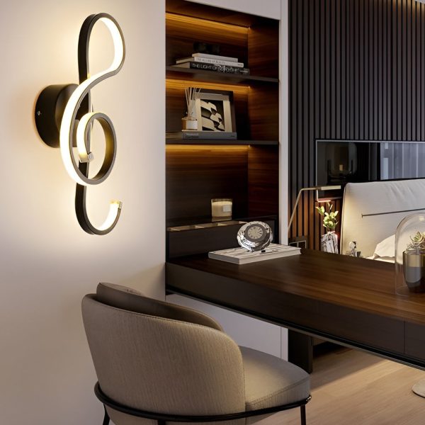 Musical Note Shaped Electroplated LED Modern Wall Sconce Lighting - Image 6