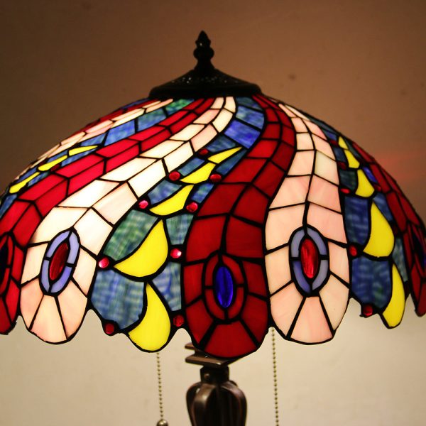 Tiffany Mediterranean Stained Glass Cone Pull Cord 2-Light Table Lamp - Image 10
