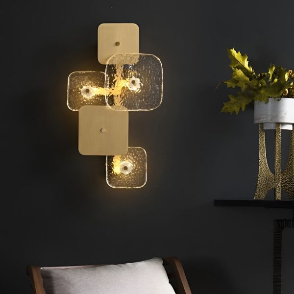 Creative Rounded Square Glass Copper LED Modern Wall Sconce Lighting - Image 5