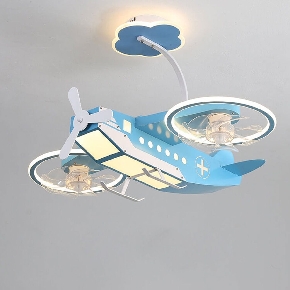 Creative Cartoon Aircraft Kids Flush Mount Ceiling Fan Light - Image 6