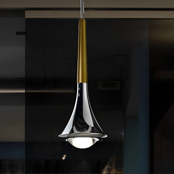 1-Light Water Drop Metal LED Nordic Staircase Pendant Lights Small Chandelier - Image 3