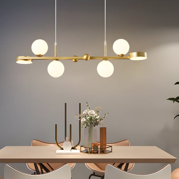 6/8-Light 3step Dimming Glass Ball LED Long Dining Room Chandelier - Image 5