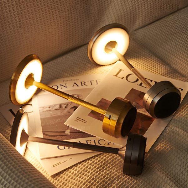 Plated Metal Slender Cordless UFO Alien Table Lamp - Image 8