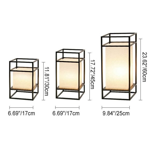 Japanese Tatami Rectangular Iron Fabric 1-Light Standing Floor Lamp - Image 4