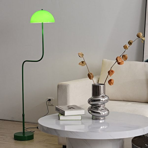 Contemporary Scandinavian Iron Glass Dome Liftable 1-Light Standing Floor Lamp For Study - Image 8