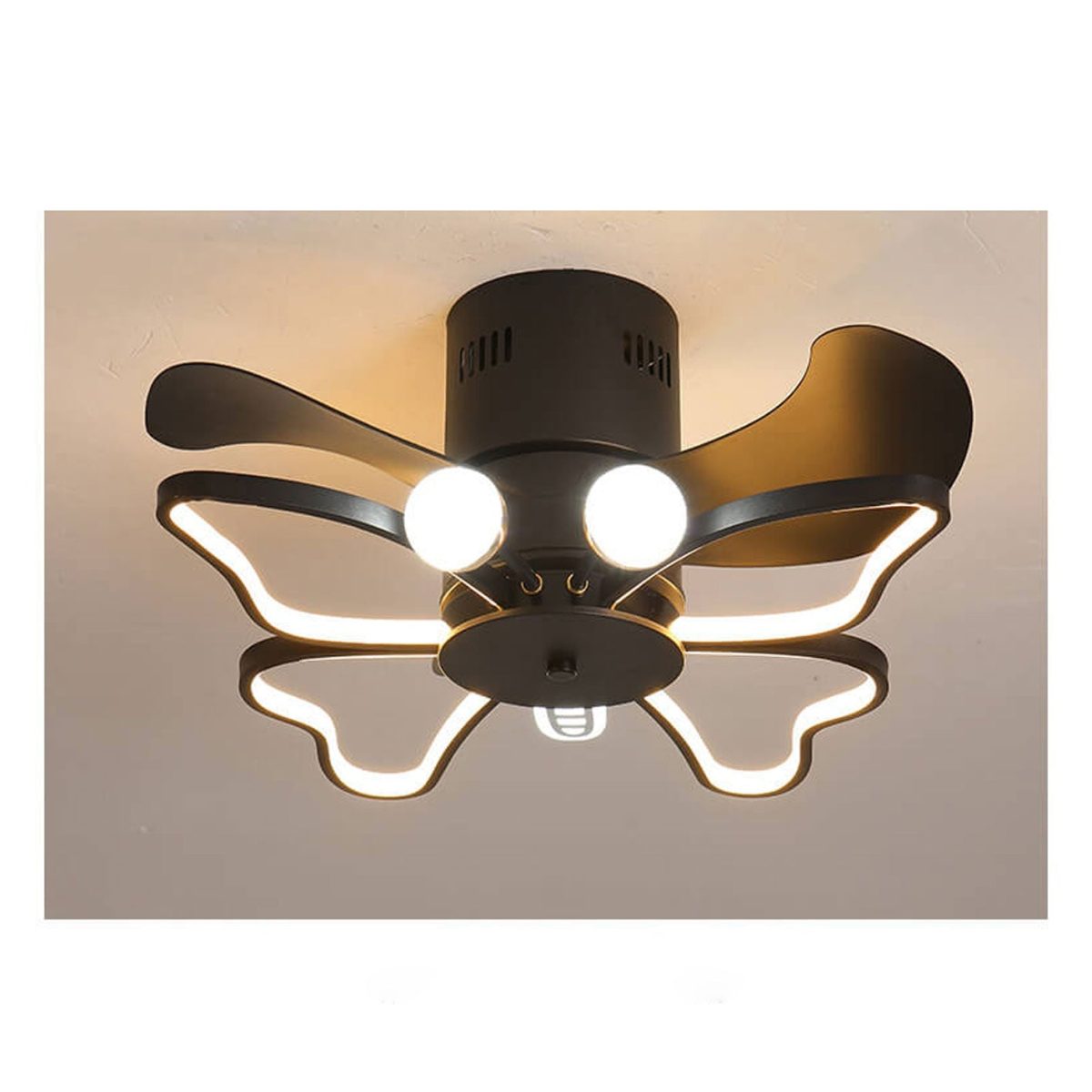 Nordic Creative Butterfly Shape LED Semi-Flush Mount Ceiling Fan Light - Image 11