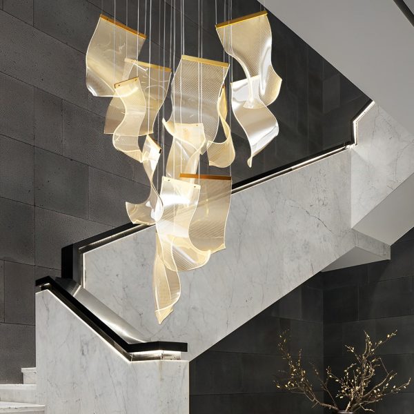 Irregular Curl Acrylic Paper Stepless Dimming LED Nordic Chandelier - Image 5