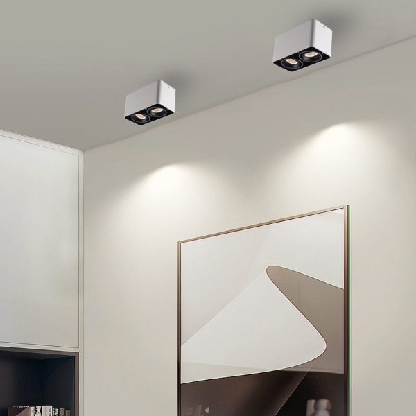 Square Adjustable Lamp Head Three Step Dimming LED Ceiling Grille Light