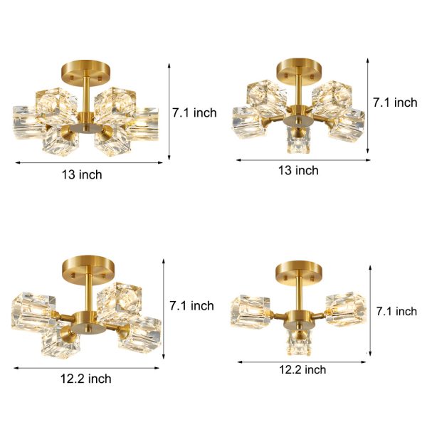 3/4/5/6-Light 180?? Adjustable Crystal Shades Ceiling Light Fixture - Image 7