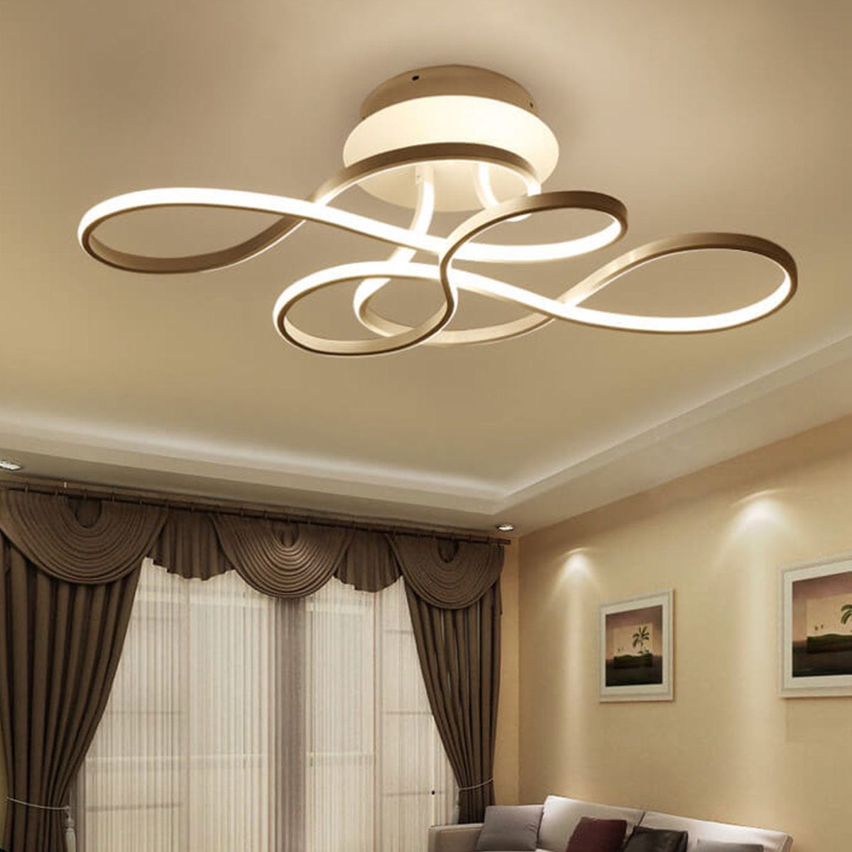 Modern Minimalist Aluminum Acrylic Line LED Flush Mount Ceiling Light - Image 14