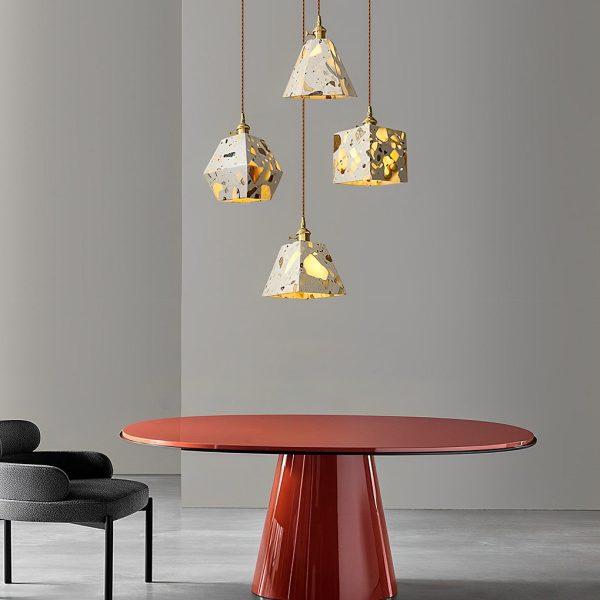 Retro Creative Terrazzo Concrete Eye Protection Nordic LED Chandelier - Image 6