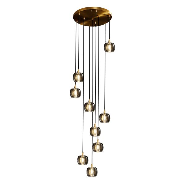 Long Spiral Cubes Crystal Pendant Light Dimmable Chandelier for Staircase - Image 26