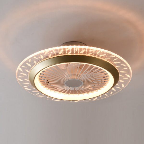 Modern RGB Acrylic Round LED Seme-Flush Mount Ceiling Fan Light - Image 16