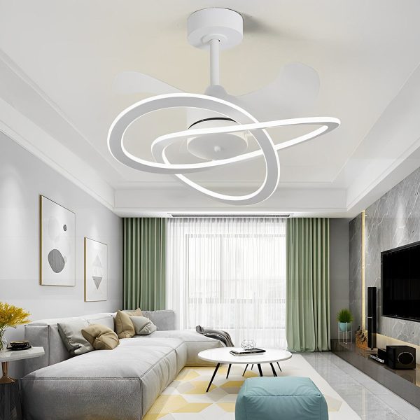Waves Flower LED Mute Timing Creative Nordic Bladeless Ceiling Fans - Image 7