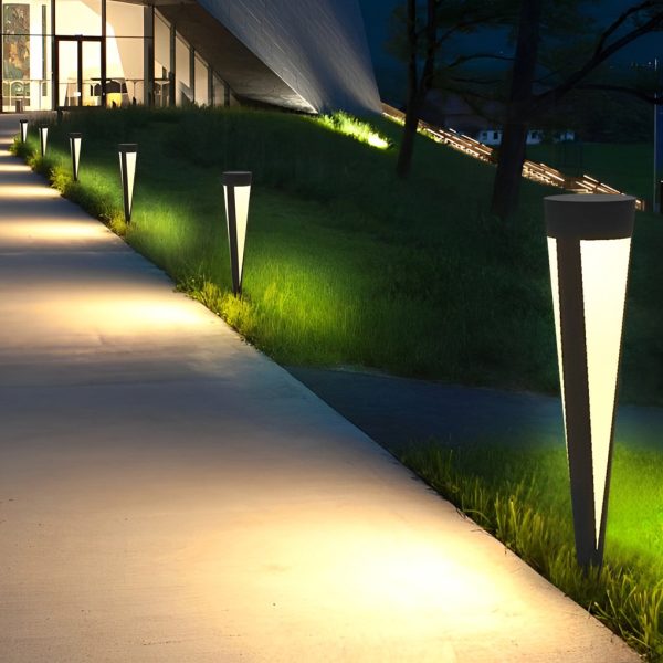 Round Outdoor Waterproof LED Gray Modern Solar Outdoor Lights Lawn Lamp - Image 9