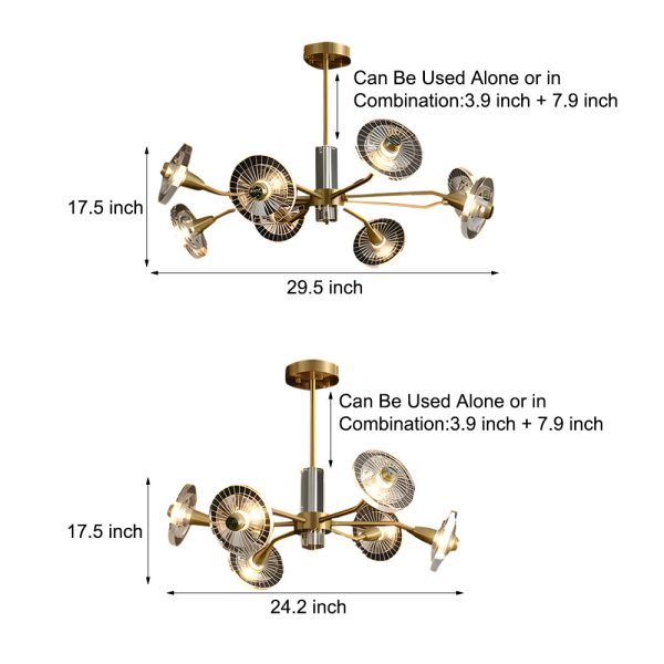 6/8 Lights Flowers Crystal 3 Step Dimming Copper Post-Modern Chandelier - Image 7