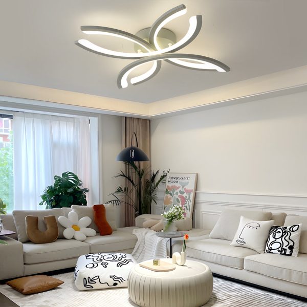 LED Flush Mount Flower-Shaped Acrylic Ceiling Light White/Gray Ceiling Lighting Fixture for Living Room - Image 6