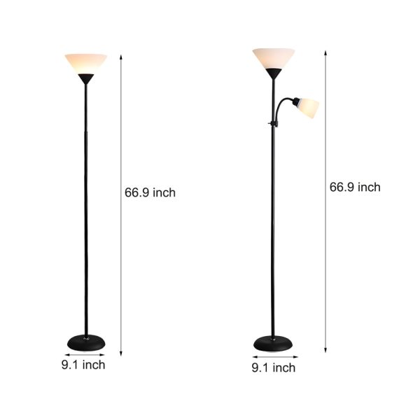 67 inch Modern Torchiere Uplight Floor Lamp with Adjustable Sidelight - Image 7