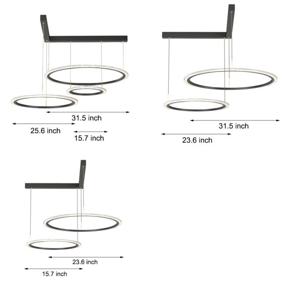 2/3 Circles Rings Three Step Dimming Minimalist Modern Ceiling Light Fixture - Image 5
