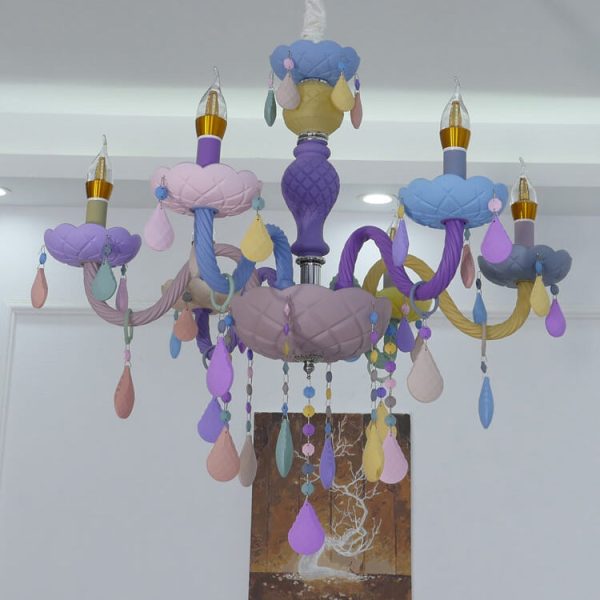 Modern Children's Princess Macaroon Candelabra Crystal Glass 5/6/8/10/12/15 Light Chandelier - Image 24