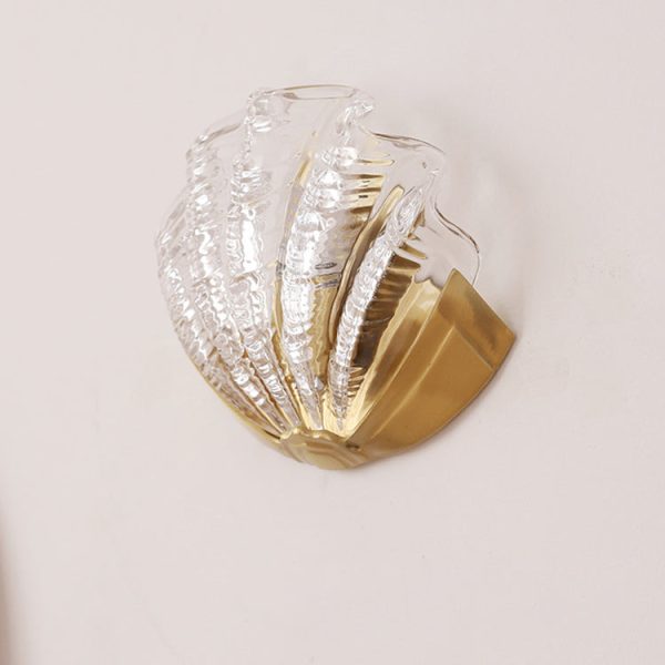 Modern Art Deco Shell Brass Glass 1-Light Wall Sconce Lamp For Living Room - Image 27