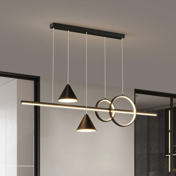 Modern Minimalist Strip Cone Circle Iron Acrylic LED Chandeliers Island Light For Dining Room - Image 2