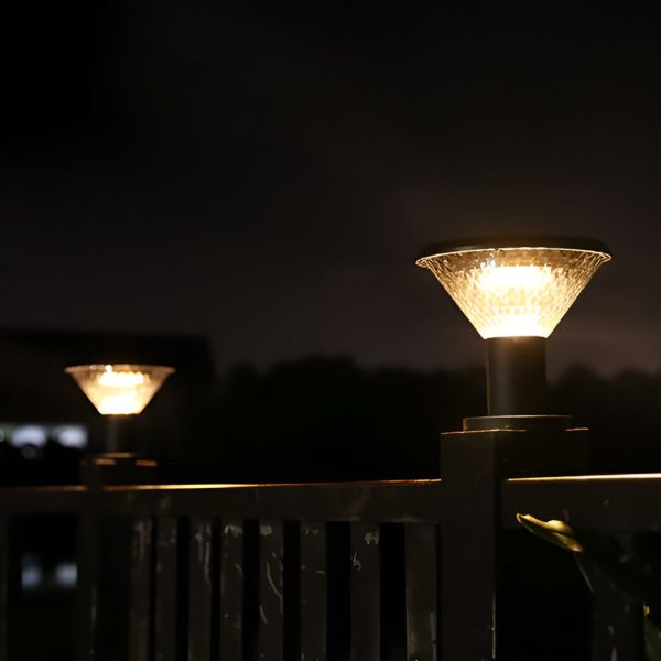 Circular Waterproof Intelligent Light Control Solar Fence Post Lights - Image 2