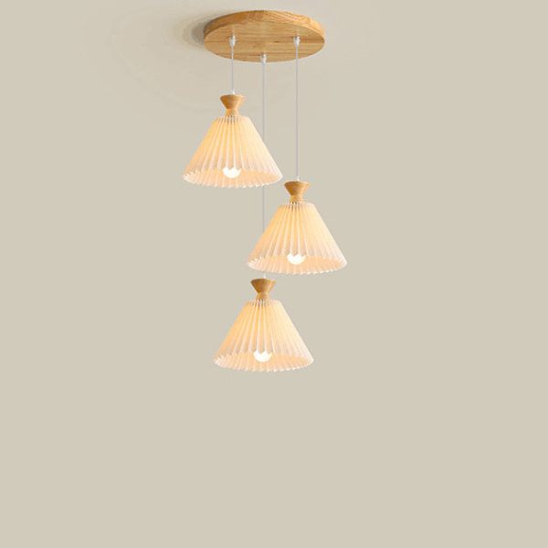 Nordic Wooden Pleated Cone 1/3 Light Island Light Chandelier - Image 19
