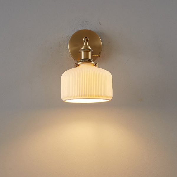Modern Minimalist Striped Ceramic Jar 1-Light Wall Sconce Lamp - Image 14
