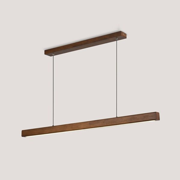 Contemporary Nordic Rubber Wood Acrylic Strip LED Island Light Chandelier For Dining Room - Image 7