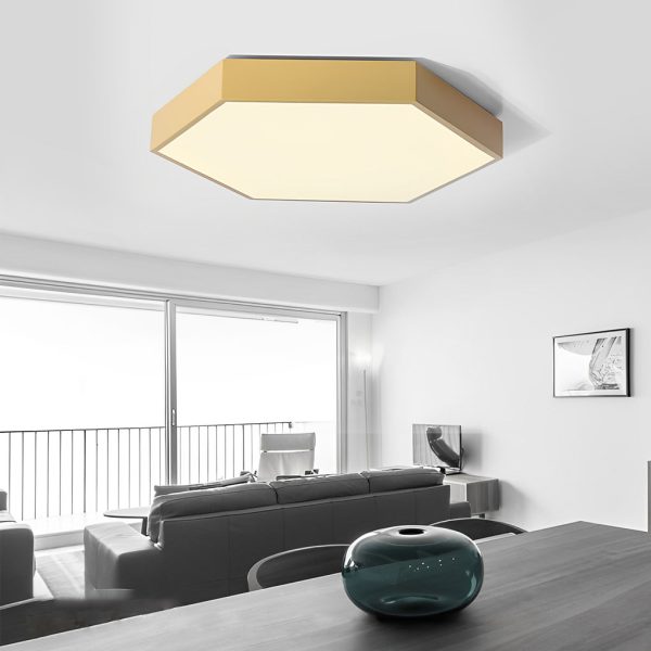 Geometric Hexagon Shaped LED Modern Ceiling Light Flush Mount Lighting - Image 2