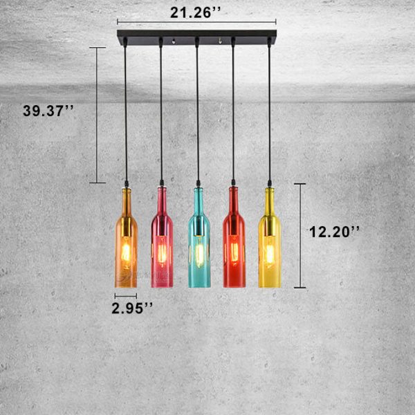 Retro Colorful Wine Bottle 5-Light Chandeliers - Image 5