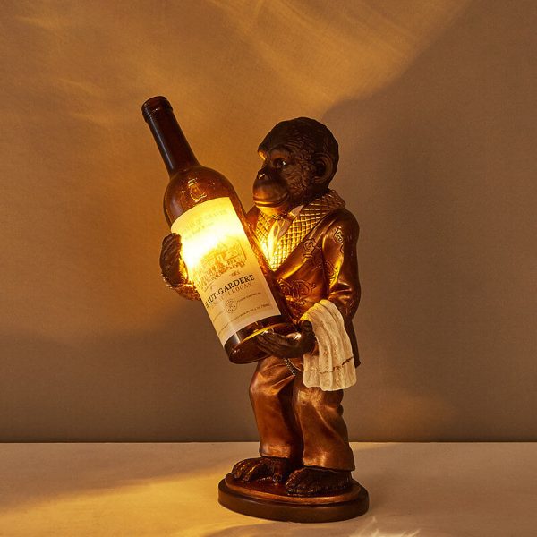 Retro Creative Monkey Resin Wine Bottle 1-Light Decoration Table Lamp - Image 7