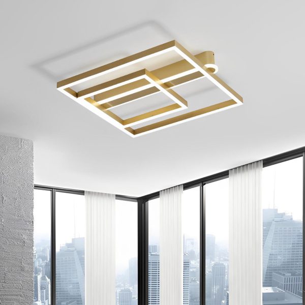 Square Double Frame Metal Aluminum Creative LED Nordic Ceiling Light Fixture - Image 5
