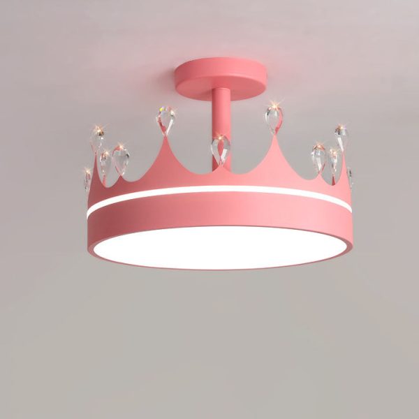 Cartoon Creative Crown LED Kids Semi-Flush Mount Ceiling Light - Image 13