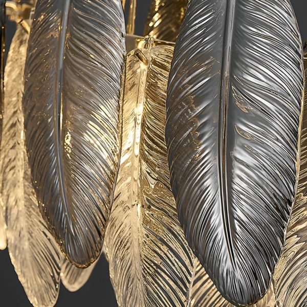 Romantic Creative Feathers Glass Three Step Dimming Modern Chandelier - Image 8