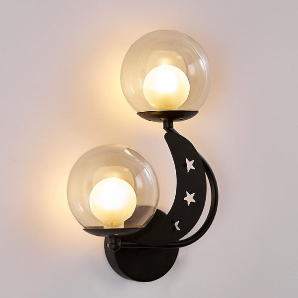 Nordic Creative Glass Globe Lampshade Moon Star Decoration Design 2-Light Wall Sconce Lamp - Image 17