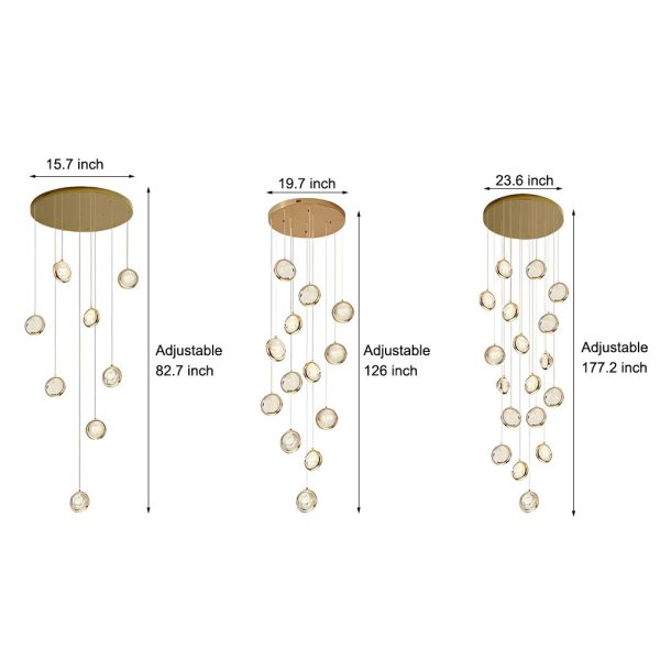 Global Crystal Cluster Adjustable Luxury Staircase Modern Long Chandelier - Image 7