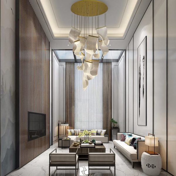 Irregular Curl Acrylic Paper Stepless Dimming LED Nordic Chandelier - Image 4