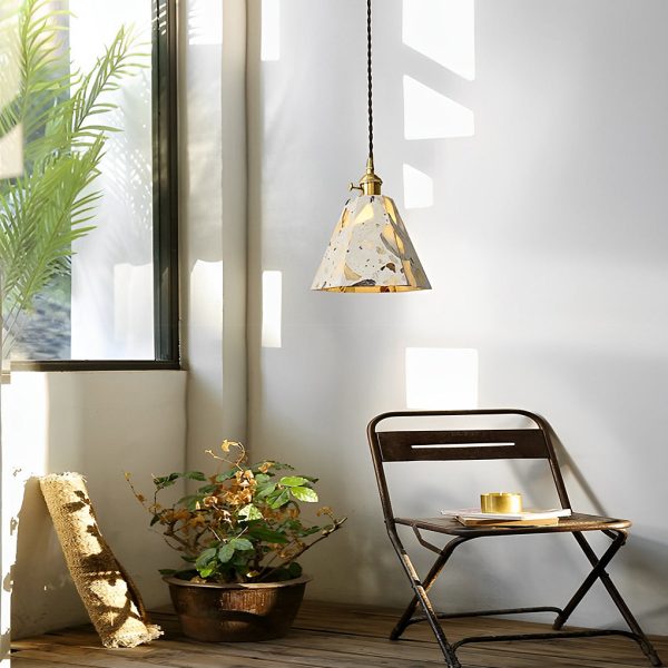 Retro Creative Terrazzo Concrete Eye Protection Nordic LED Chandelier - Image 2