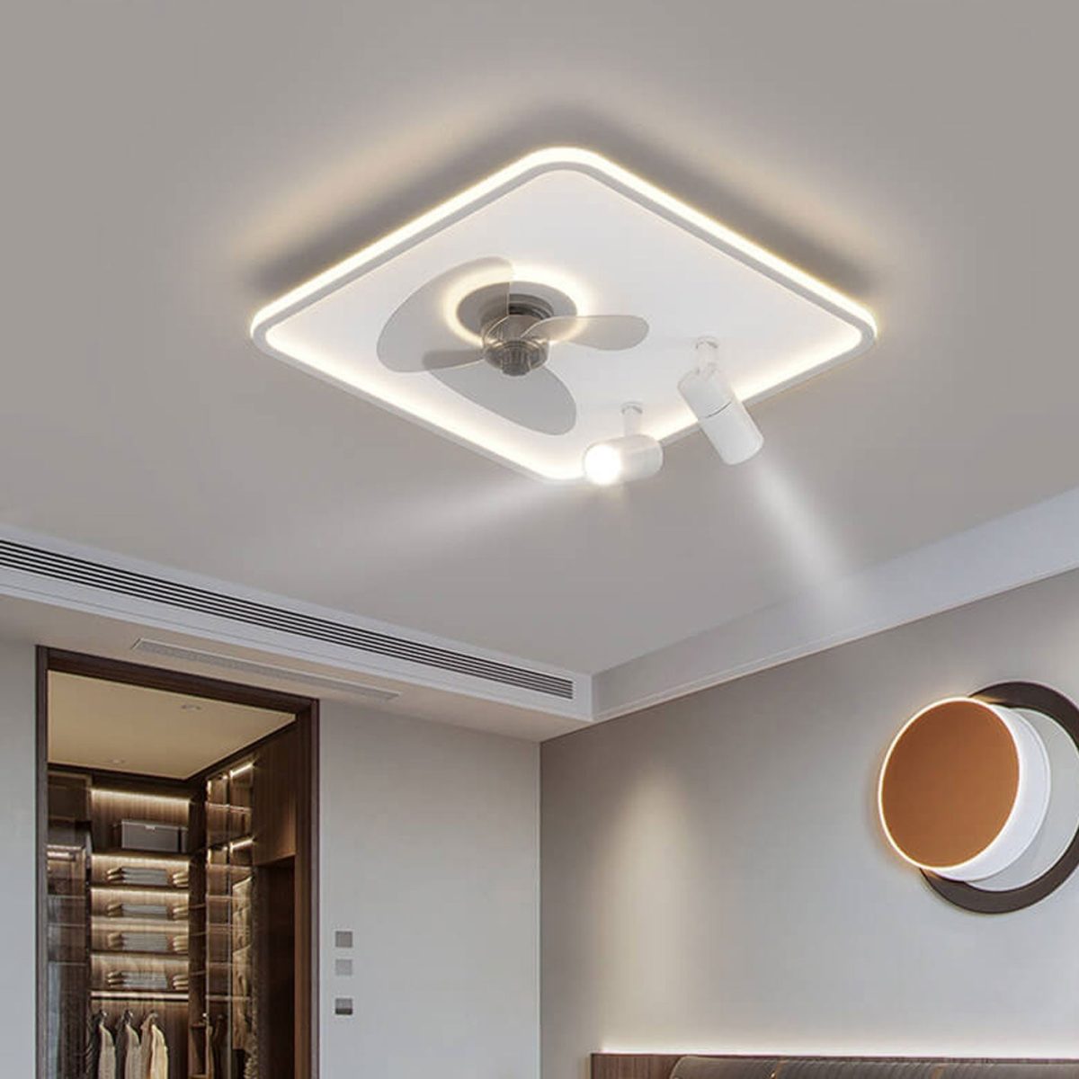 Minimalist Ultra-thin Square Spotlight  LED Flush Mount Ceiling Fan Light - Image 3