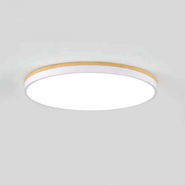 Nordic Simple Solid Wood Round LED Flush Mount Ceiling Light - Image 3