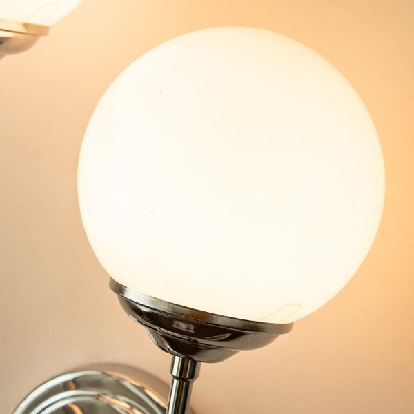 Vintage Chrome Iron Glass Ball 2-Light Table Lamp - Image 7